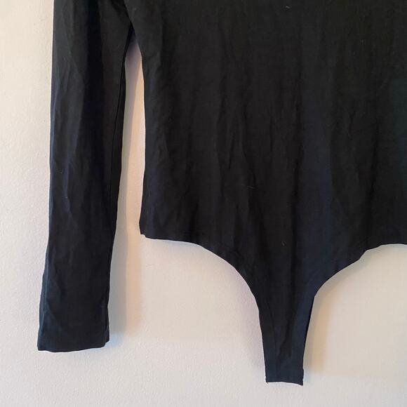 NWT NBD Black Beaded V-neck Bodysuit Long Sleeve Stretchy Glam Women size Medium - Picture 6 of 12